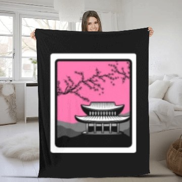 Discover Cherry Blossom Fleece Blankets, Sakura Kawaii Pop Culture