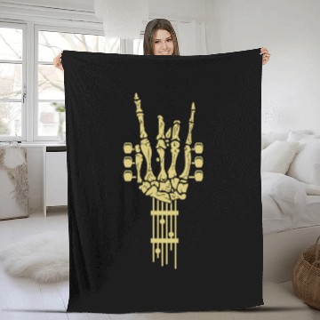 Discover Rock Roll Skeleton Guitar Music Lover Fleece Blankets