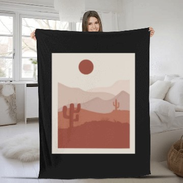 Discover desert sand and sun orange and gray Fleece Blankets