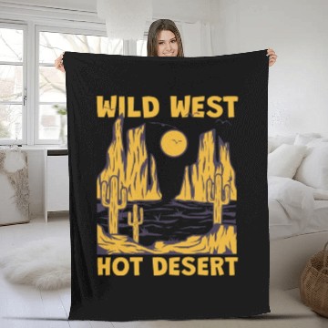 Discover desert wild west cactus nature Fleece Blankets