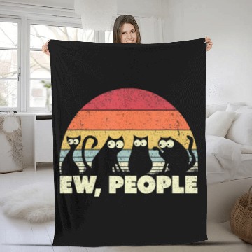 Discover Funny Cat Fleece Blankets Retro Style Ew People Fleece Blankets