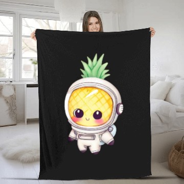 Discover Kawaii astronauts pineapple Fleece Blankets