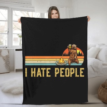 Discover I Hate People Bear Camp Fleece Blankets