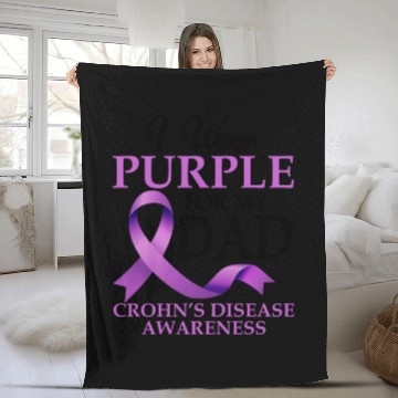 Discover I Wear Purple For My Dad Crohn's Disease Fleece Blankets
