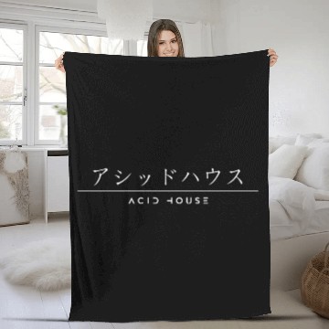 Discover Acid House ' Japanese Characters Fleece Blankets