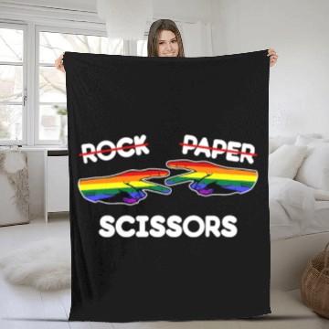 Discover Rock Paper Scissors Funny Lesbian Pride LGBT Pun Fleece Blankets