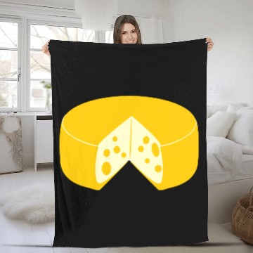Discover Cheese golden yellow with point cut out front view Fleece Blankets