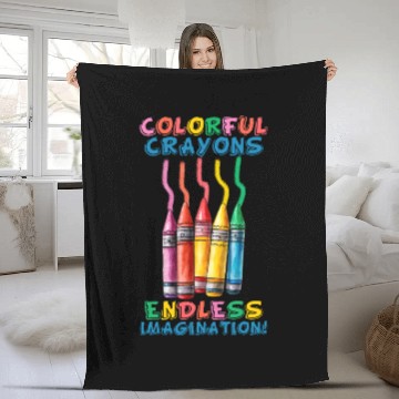 Discover Back to School Colorful Crayons Fleece Blankets