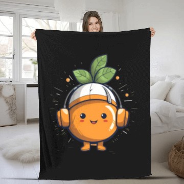 Discover Orange Fruit Fruitarian Funny Cute Party Music Fleece Blankets