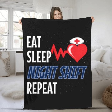 Discover Eat Sleep Night Shift Repeat - Night Shift Nurse Fleece Blankets
