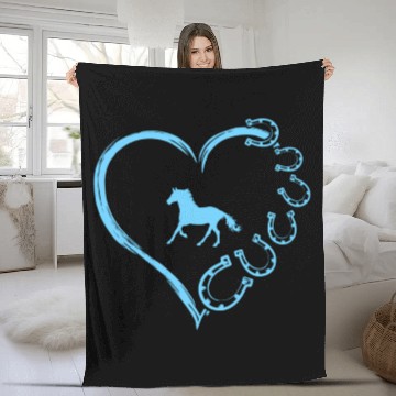 Discover Horseshoe Heart Horse Mom Horseback Riding Fleece Blankets