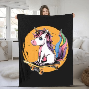Discover Unicorn Skater Skater Skateboard Skateboard Fleece Blankets