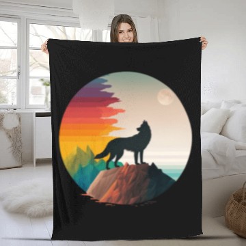 Discover LGBTQIA+ Majestic wolf on the mountain top Fleece Blankets