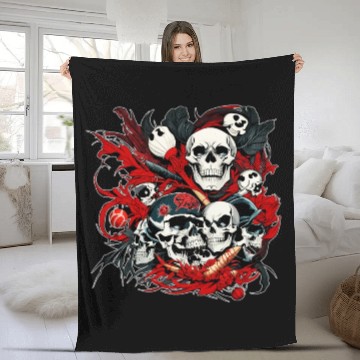 Discover skull skeleton Fleece Blankets