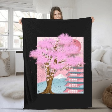 Discover Japan aesthetics sakura tree gift cherry blossom Fleece Blankets