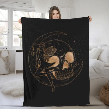 Discover Fairy Fleece Blankets, Fairycore Skull Skeleton And Moon