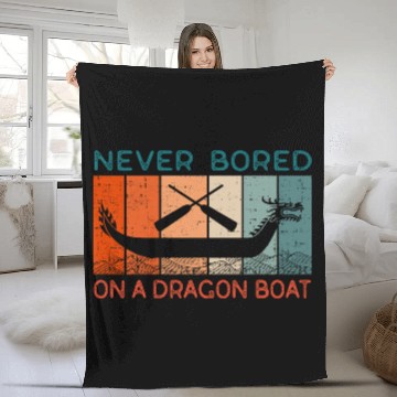 Discover Never Bored On A Dragon Boat Funny Racing Fleece Blankets