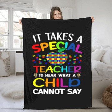 Discover Autism Teacher Support It Takes A Special Teacher Fleece Blankets