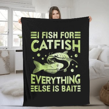 Discover Catfish Hobby Angler I fish for Catfish Fishing Fleece Blankets