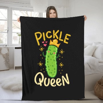 Discover Pickle Queen Vegan Funny Cucumber Vegetable Fleece Blankets
