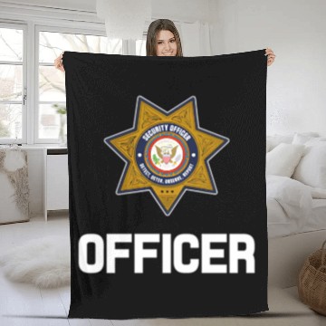 Discover Security Officer Enforcement Badge Police Guards U Fleece Blankets