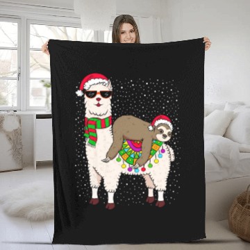 Discover Sloth Riding Llama Sloth Fleece Blankets