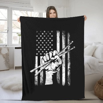 Discover Patriotic Drummer Us Flag Drumsticks Percussion Dr Fleece Blankets