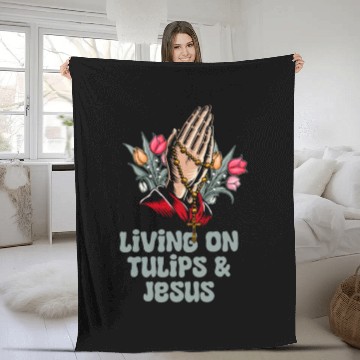 Discover Tulip Gardening Jesus Fleece Blankets