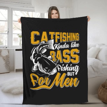 Discover Catfishing kinda like Bass Fishing Flathead fish Fleece Blankets