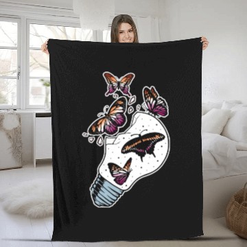 Discover LGBTQ Butterflies in Lesbian Flag Colors Fleece Blankets