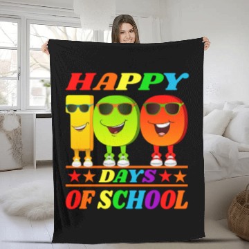 Discover 100 days of school green triceratops Fleece Blankets