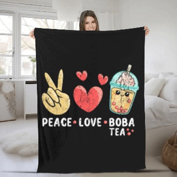 Discover Peace Love Boba Tea Fleece Blankets