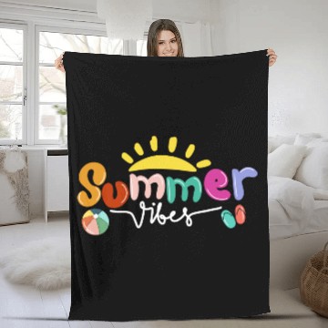 Discover Summer Vibes Hello Vacation Beach Sunshine Funny Fleece Blankets