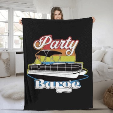 Discover Pontoon Boat Retro Party Barge Lake Life Fleece Blankets