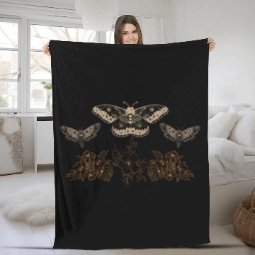 Discover Fairy Fleece Blankets, Fairycore Luna Moths Floral Grunge