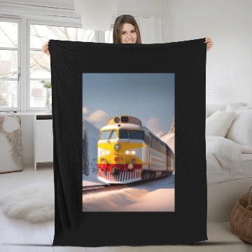 Discover The train logo design Fleece Blankets