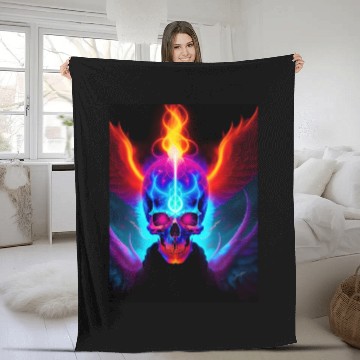 Discover Psyschedelic Skull Blazer Fleece Blankets