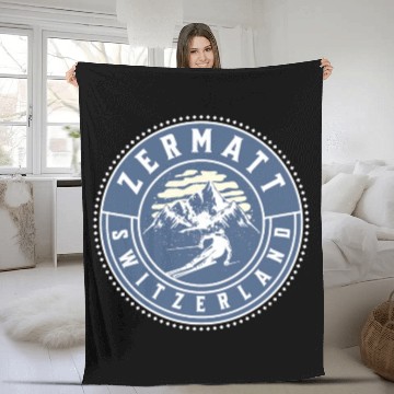 Discover Zermatt Switzerland Vintage Skiing Fleece Blankets