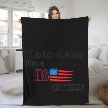 Discover keep calm im us citizen Fleece Blankets