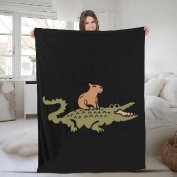 Discover Capybara and Crocodile BFFS Best Friends Forever Fleece Blankets