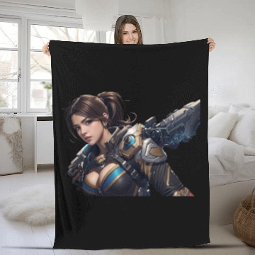 Discover Sexy female gamer chick Fleece Blankets