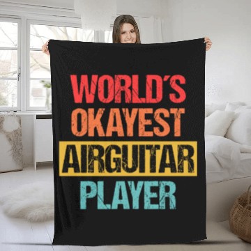 Discover World's Okayest Air Guitar Player - Unleashed Fleece Blankets
