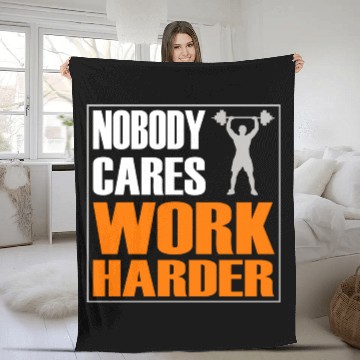 Discover Nobody Cares Work Harder Gym Wear Bodybuilding Fleece Blankets