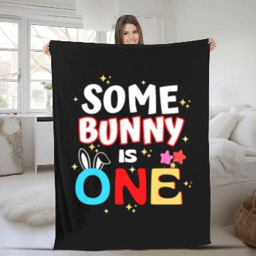 Discover Some Bunny Is One 1st Birthday Bunny Lover Kids Fleece Blankets