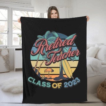 Discover Vintage Retirement Retired Teacher Class Of 2023 Fleece Blankets