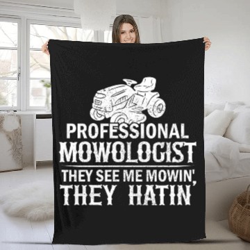 Discover Mowologist Gardening Lawn Mowing Quote Funny Fleece Blankets