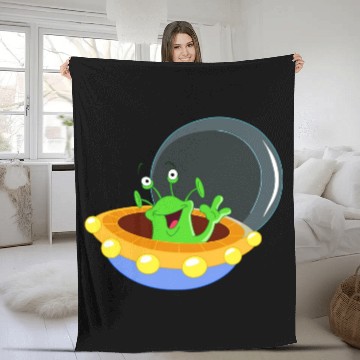 Discover Happy Green Alien Fleece Blankets