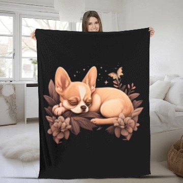 Discover Chihuahua | Sunday Sleep Cute Dog Good Night Fleece Blankets