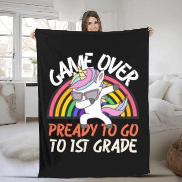 Discover Game over ready to go to 1st grade, back to school Fleece Blankets