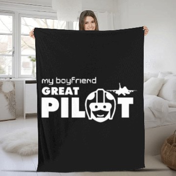 Discover MY BOYFRIEND GREAT PILOT Fleece Blankets